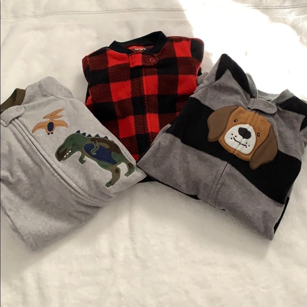 Bundle 3 Pieces-Fleece Reverse Zip Footie Pajamas